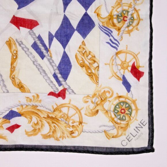 VTG Celine Paris Nautical Handkerchief French Sailing Flags 18"x18" Scarf - Picture 2 of 8